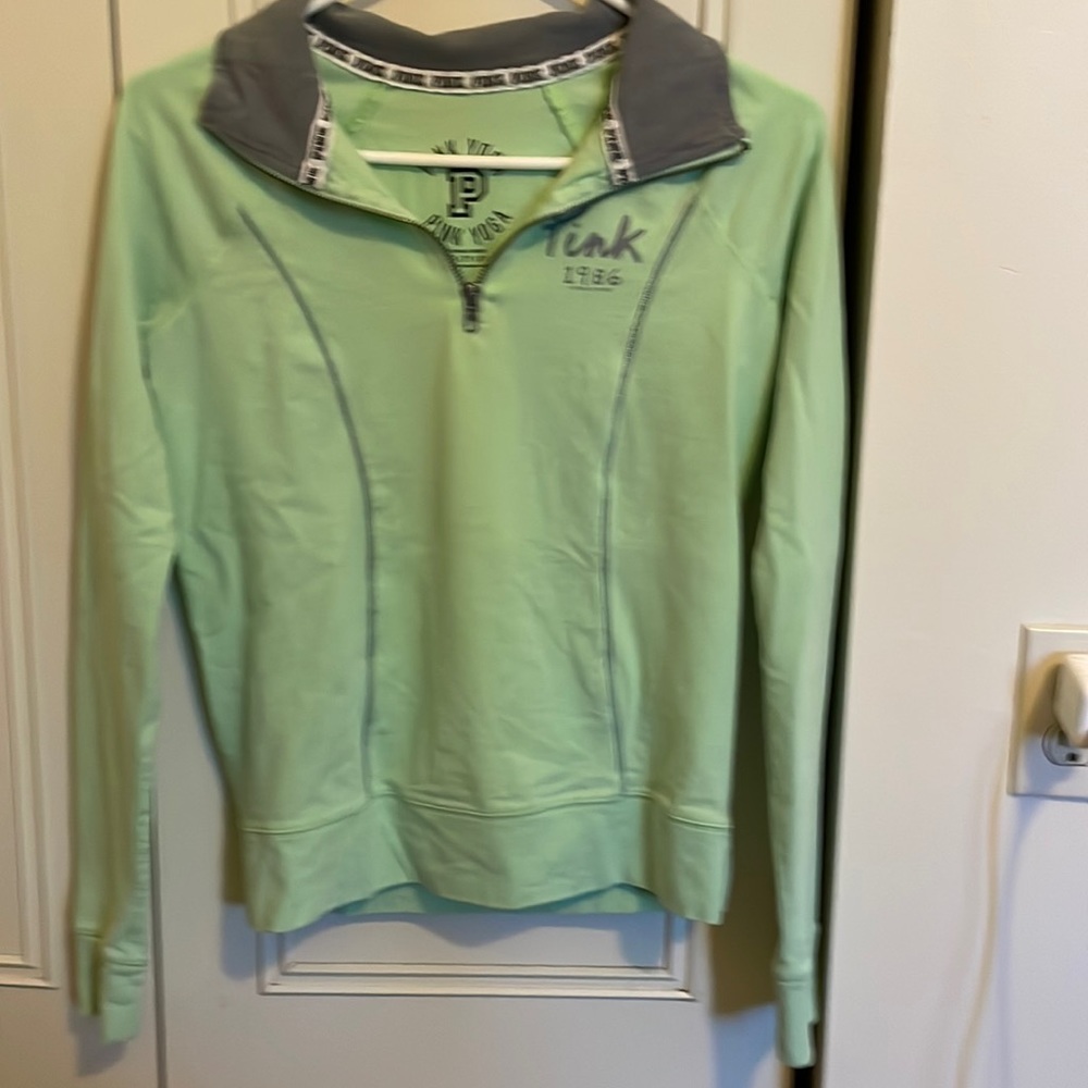 Pink quarter zip long sleeve pullover